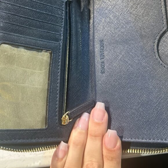 Michael Kors Navy Blue Leather Wristlet Wallet - Picture 4 of 5